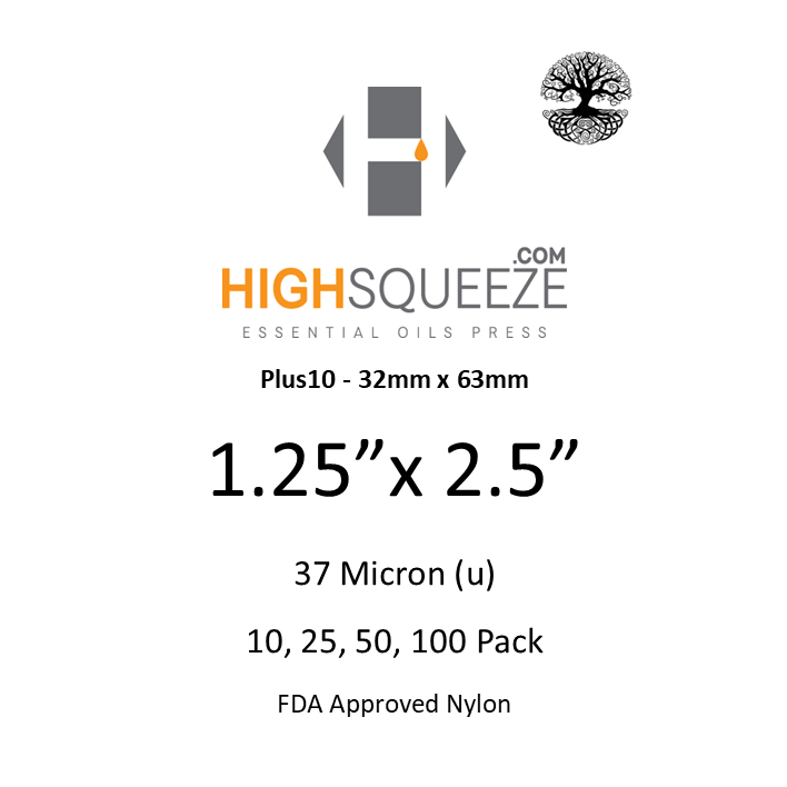 HighSqueeze Plus10 1.25"x2.5" Rosin Press Bags 37 Micron Filter Mesh 32mm*63mm Packs of 10 25 50 100 