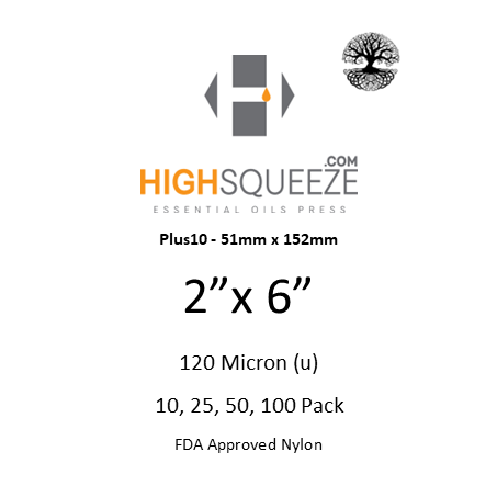 HighSqueeze Plus10 2"x6" Rosin Press Bags 120 Micron Filter Mesh 51mm*152mm Packs of 10 25 50 100 