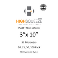 HighSqueeze Plus10 3"x10" Rosin Press Bags 37 Micron Filter Mesh 76mm*252mm Packs of 10 25 50 100 