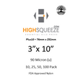 HighSqueeze Plus10 3"x10" Rosin Press Bags 90 Micron Filter Mesh 76mm*252mm Packs of 10 25 50 100 