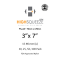 HighSqueeze Plus10 3"x7" Rosin Press Bags 15 Micron Filter Mesh 76mm*178mm Packs of 10 25 50 100 