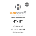 HighSqueeze Plus10 4"x9" Rosin Press Bags 45 Micron Filter Mesh 102mm*227mm Packs of 10 25 50 100 
