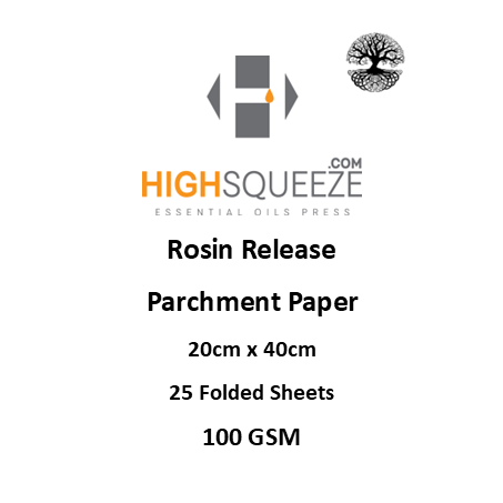 Rosin Release Parchment Paper
By HighSqueeze
25 Sheets Per Pack 
20cm x 40cm Folded To 20cm x 20cm.
100 GSM - Heavy Weight  Paper